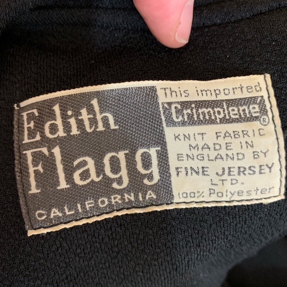 Edith Flagg Vintage Black Crimplene Dress - Picture 4 of 5